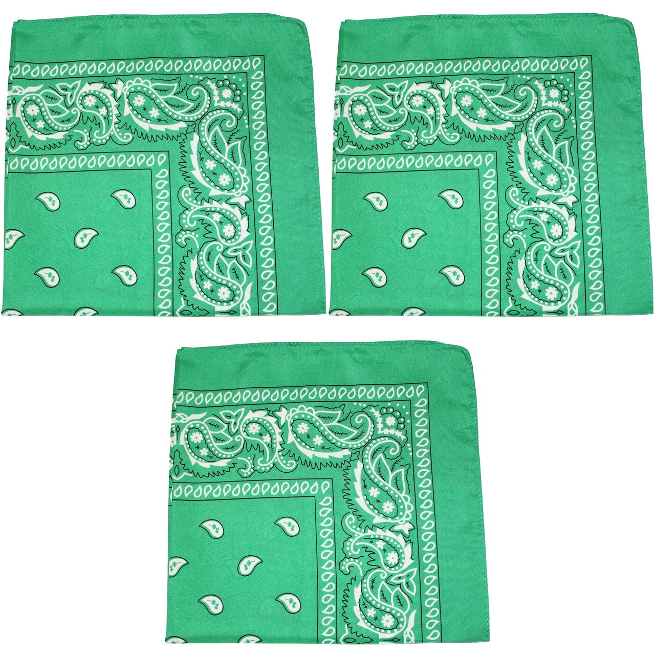 3 Pack Paisley Cotton Bandanas Classic Western Style Headwear